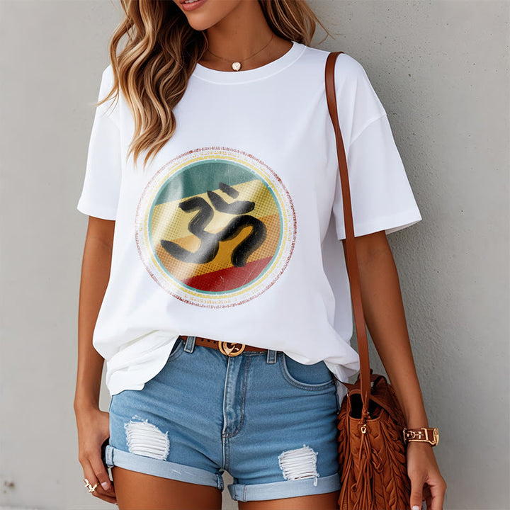 Buddha Stones Vibrant Color Simple Circular Mandala Pattern Om Symbol Tee Cotton T-shirt - image 7
