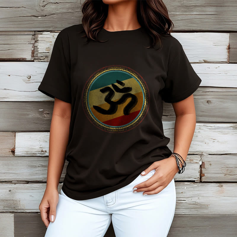 Buddha Stones Vibrant Color Simple Circular Mandala Pattern Om Symbol Tee Cotton T-shirt - image 8