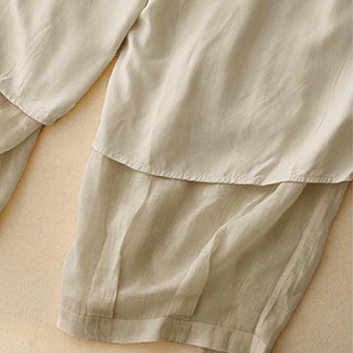 Buddha Stones Casual Loose Double Layer 7-8 Length Cropped Pants Women's Pants With Pockets - image 24