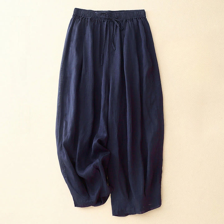 Buddha Stones Casual Loose Double Layer 7-8 Length Cropped Pants Women's Pants With Pockets - MidnightBlue - US8-10，UK/AU12-14，EU40-42 (2XL) - image 6