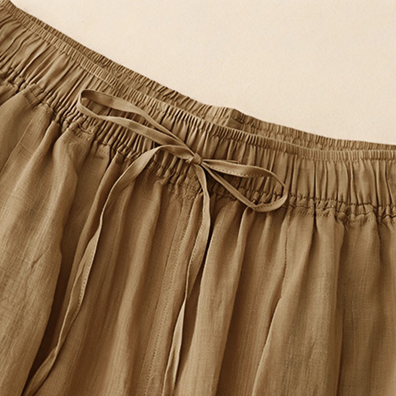 Buddha Stones Casual Loose Double Layer 7-8 Length Cropped Pants Women's Pants With Pockets - image 4