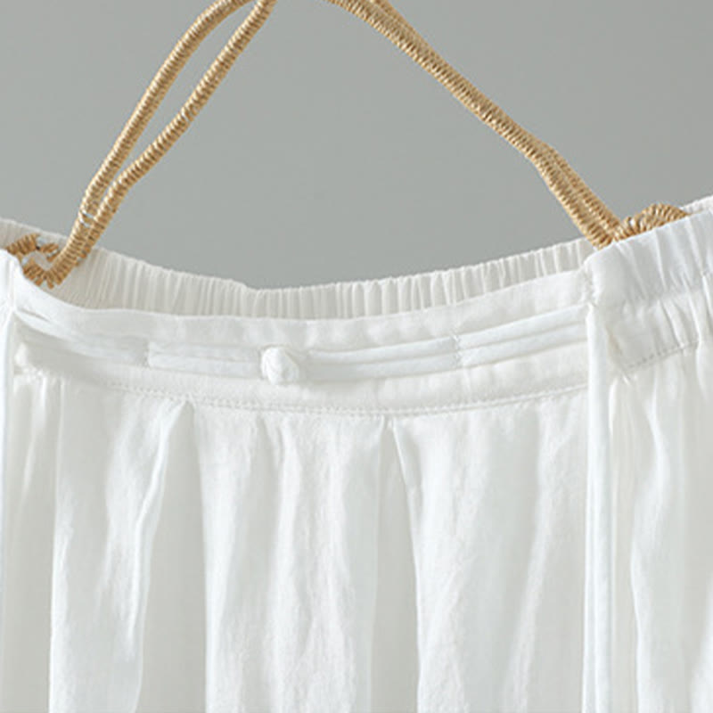 Buddha Stones Summer Retro Pure Color Tassel Design Women's Skirt With Pockets - image 9