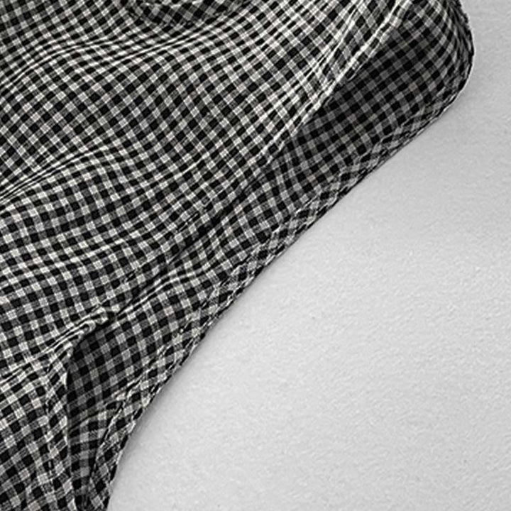 Buddha Stones Casual Plain Handmade Plaid Midi Dress Cotton Sleeveless Dress With Pockets - image 11