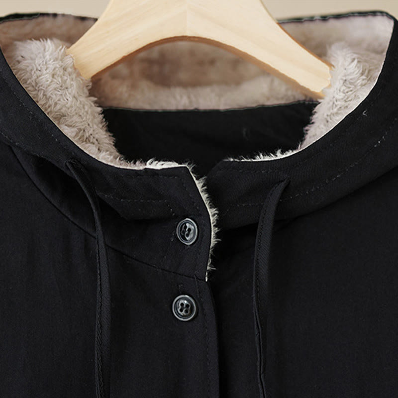 Buddha Stones Women's Plain Long Sleeve Hoodie Cotton Thermal Fleece-Lined Jacket With Pockets - image 8