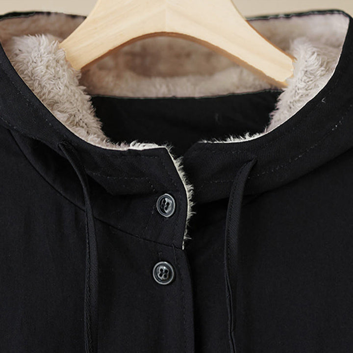 Buddha Stones Women's Plain Long Sleeve Hoodie Cotton Thermal Fleece-Lined Jacket With Pockets - image 8