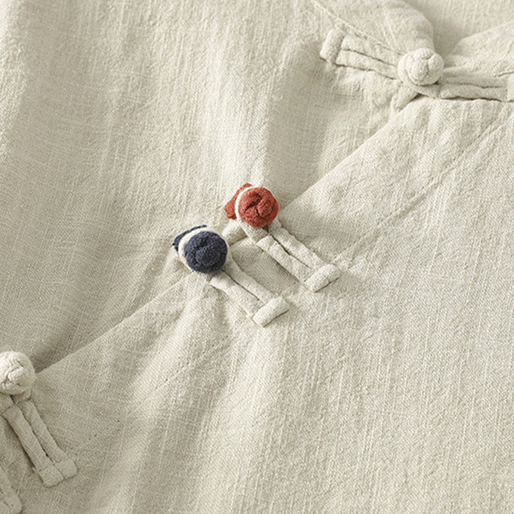 Buddha Stones Spring Diagonal Closure Frog Buttons Design Cotton Long Sleeve Midi Dress - image 10