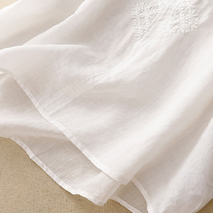 Buddha Stones V-Neck Lines Embroidery Women's Half Sleeve Shirt - image 17