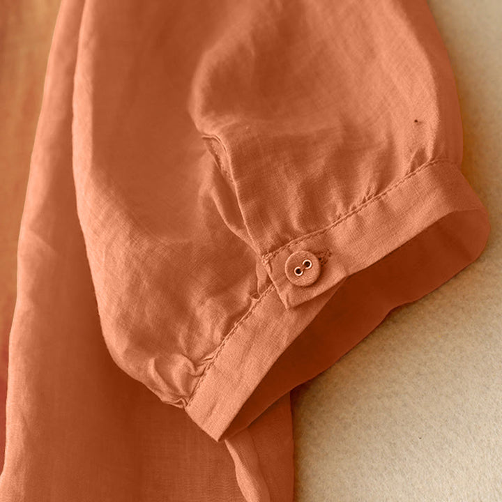 Buddha Stones V-Neck Lines Embroidery Women's Half Sleeve Shirt - image 8