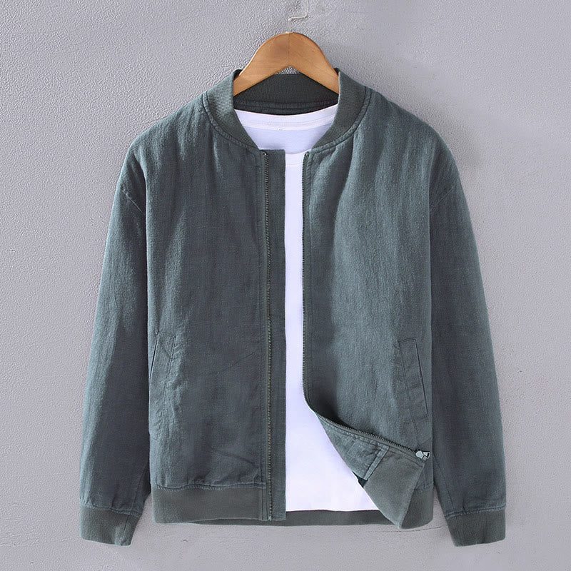 Buddha Stones Winter Zipper Design Stand Collar Men's Cotton Linen Long Sleeve Jacket With Pockets - CadetBlue - US/UK/AU42，EU52 (3XL) - image 12