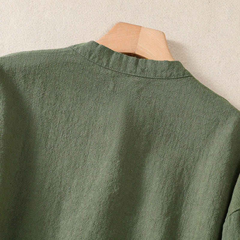 Buddha Stones Casual Buttons Crew Neck Cotton Women's Long Sleeve Shirt With Pockets - image 7