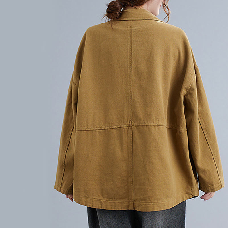 Buddha Stones Solid Color Women's Long Sleeve Cotton Blazer Jacket With Pockets - image 2