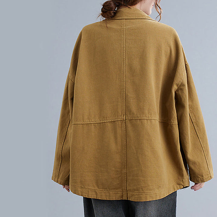 Buddha Stones Solid Color Women's Long Sleeve Cotton Blazer Jacket With Pockets - image 2