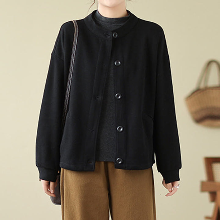 Buddha Stones Solid Color Women's Long Sleeve Jacket With Pockets - image 1