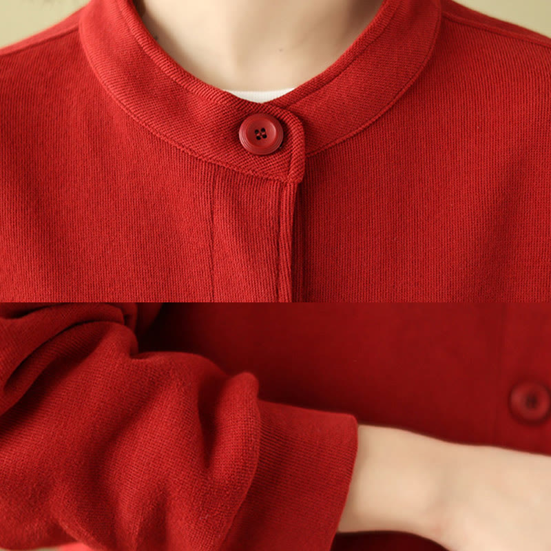 Buddha Stones Solid Color Women's Long Sleeve Jacket With Pockets - image 11