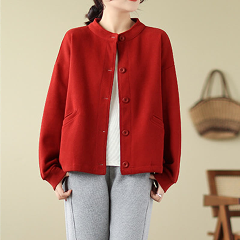 Buddha Stones Solid Color Women's Long Sleeve Jacket With Pockets - image 10
