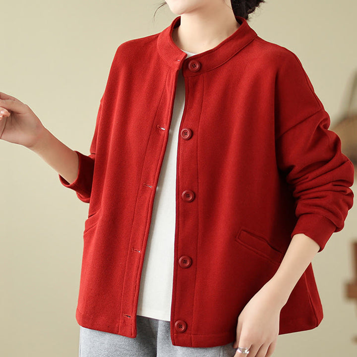 Buddha Stones Solid Color Women's Long Sleeve Jacket With Pockets - image 6