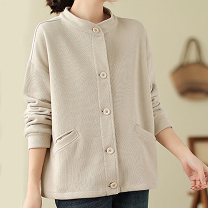 Buddha Stones Solid Color Women's Cotton Long Sleeve Jacket With Pockets - image 15