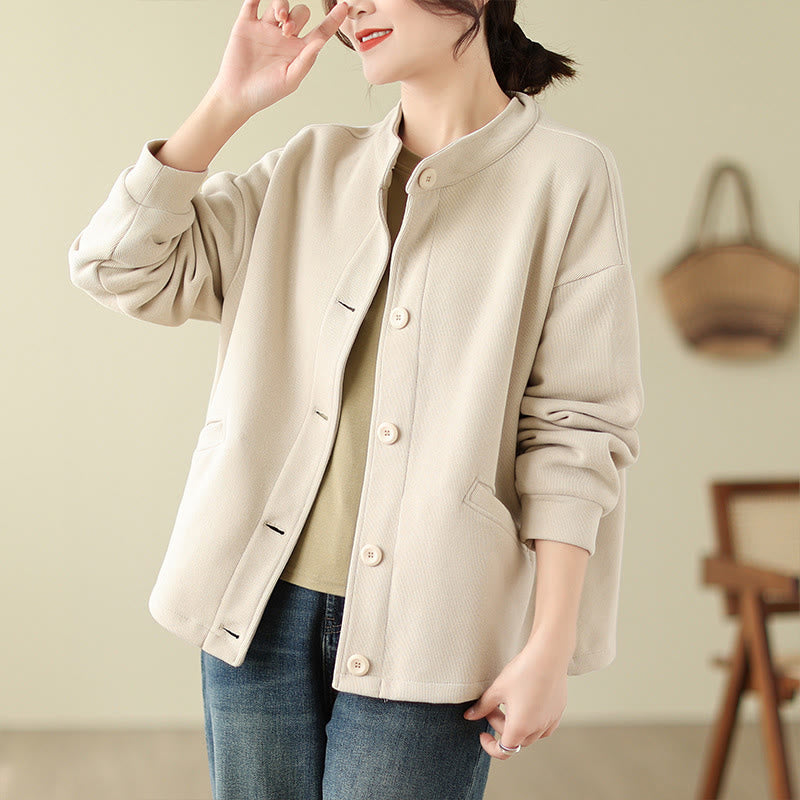 Buddha Stones Solid Color Women's Long Sleeve Jacket With Pockets - image 14