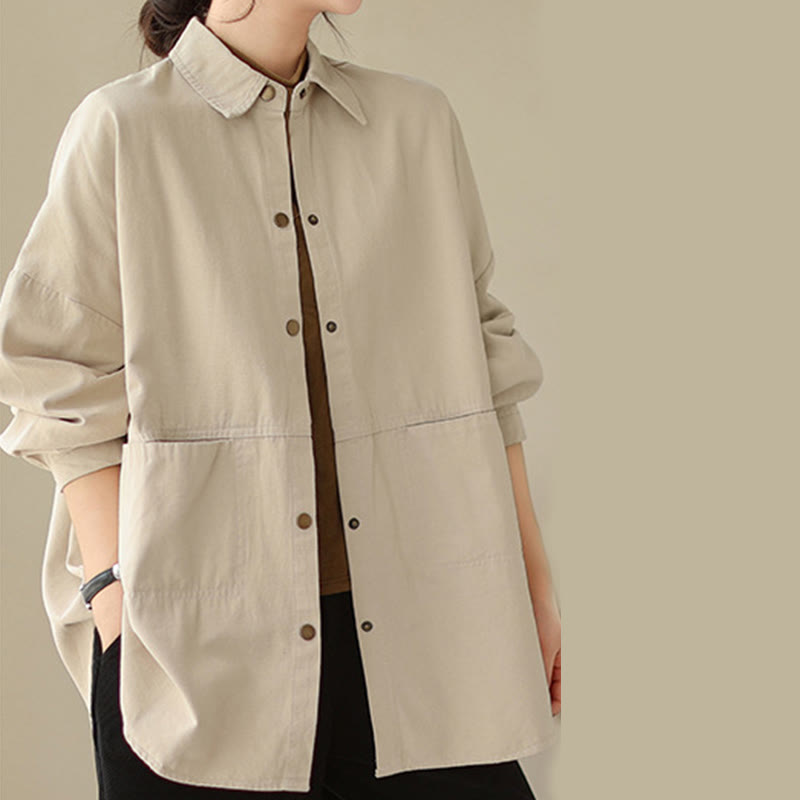 Buddha Stones Casual Solid Color Women's Long Sleeve Jacket With Pockets - image 11