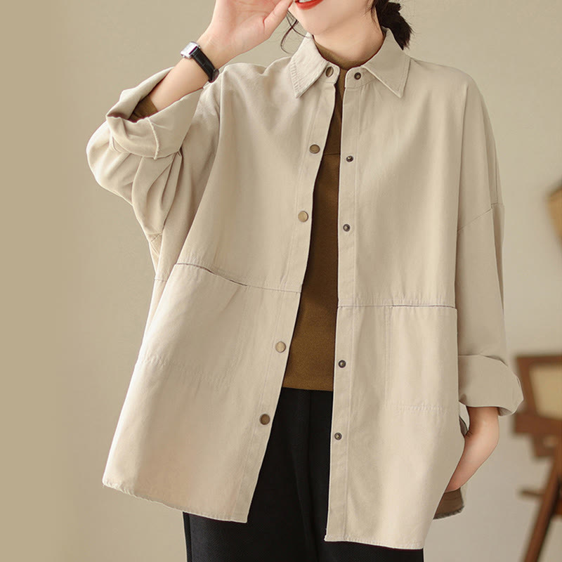 Buddha Stones Casual Solid Color Women's Long Sleeve Jacket With Pockets - image 9
