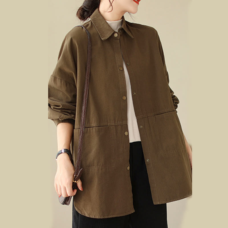 Buddha Stones Casual Solid Color Women's Long Sleeve Jacket With Pockets - image 24