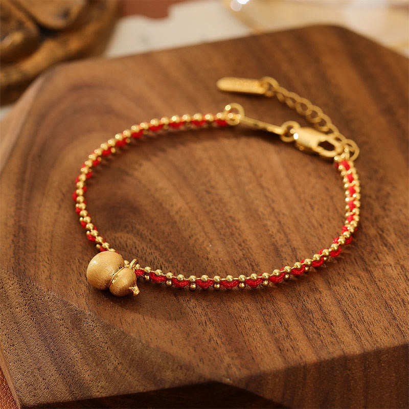 Buddha Stones Red String Copper Brass Gourd Strength Wealth Bracelet - image 2