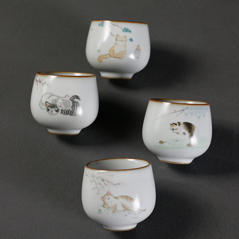 Buddha Stones Cute Cat Branches Teacup Kung Fu Tea Cup With Gift Box - image 12
