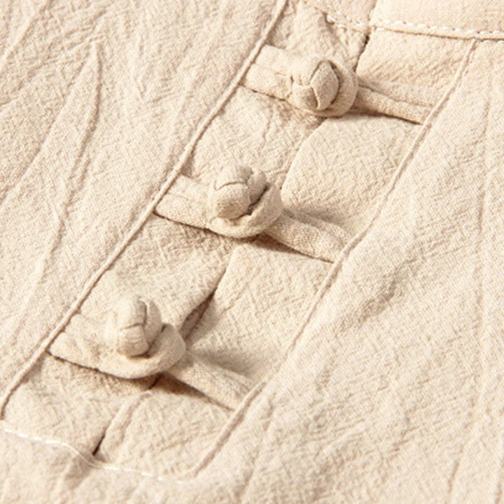 Buddha Stones Pure Color Long Sleeve Top Pants Clothing Men's Set - image 3