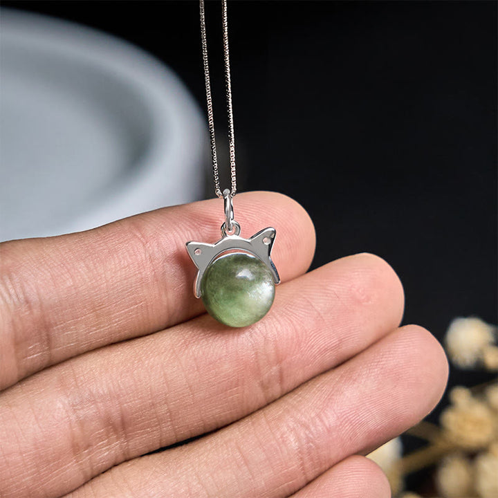 Buddha Stones 925 Sterling Silver Natural Green Lepidolite Cat Protection Necklace Pendant - image 4