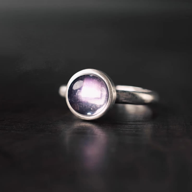 Buddha Stones Natural 925 Sterling Silver Amethyst Adjustable Balance Ring - B Style(About 9*9mm) - image 0