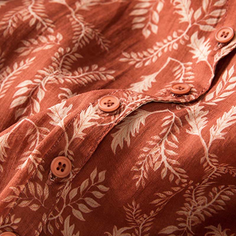 Buddha Stones Half Sleeve Color Contrast Floral Pattern Midi Dress With Pockets - image 25