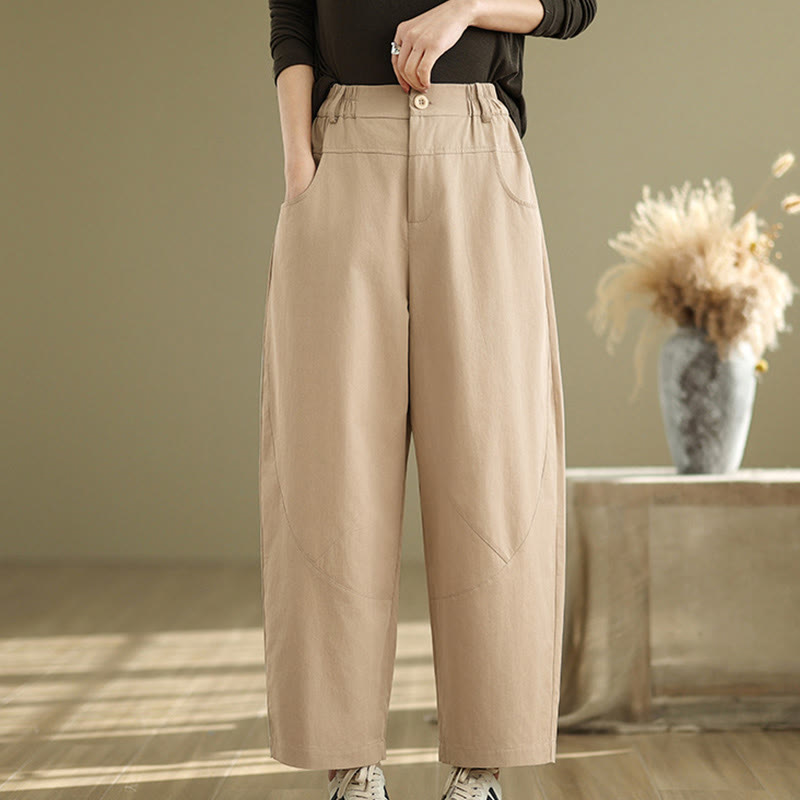 Buddha Stones Casual 7-8 Length Buttons Women's Cotton Polyester Harem Pants With Pockets - image 10