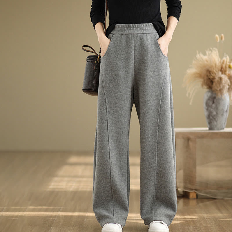 Buddha Stones Casual Thickening Women's Polyester Straight Leg Pants With Pockets - DarkGray - US8-10，UK/AU12-14，EU40-42 (2XL) - image 6