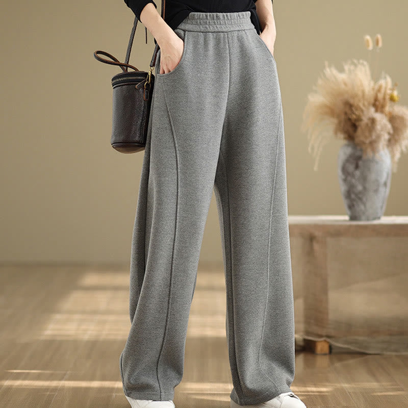 Buddha Stones Casual Thickening Women's Polyester Straight Leg Pants With Pockets - image 7