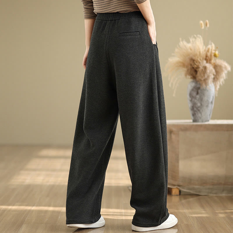 Buddha Stones Casual Thickening Women's Polyester Straight Leg Pants With Pockets - image 2
