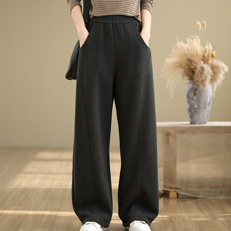 Buddha Stones Casual Thickening Women's Polyester Straight Leg Pants With Pockets - image 4