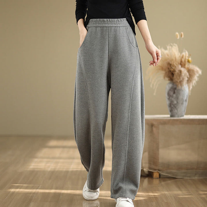 Buddha Stones Casual Thickening Women's Polyester Straight Leg Pants With Pockets - image 8