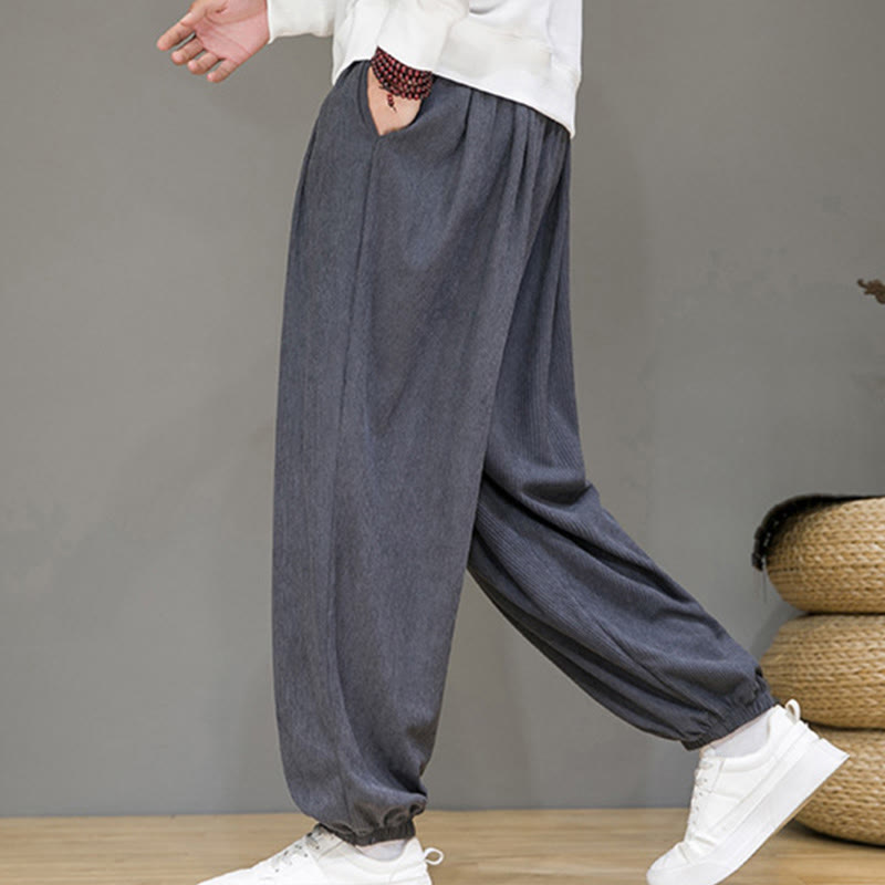 Buddha Stones Commute Plain Men's Thermal Fleece-Lined Ankle-Length Pants With Pockets - LightSlateGray - US/UK/AU46，EU56 (5XL) - image 0
