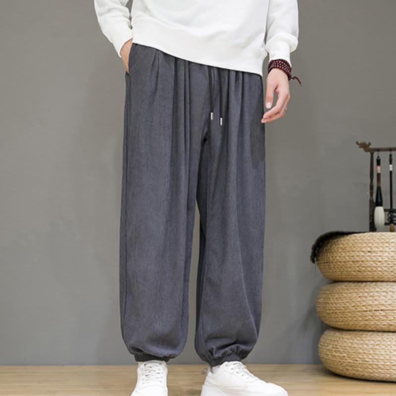 Buddha Stones Commute Plain Men's Thermal Fleece-Lined Ankle-Length Pants With Pockets - image 2