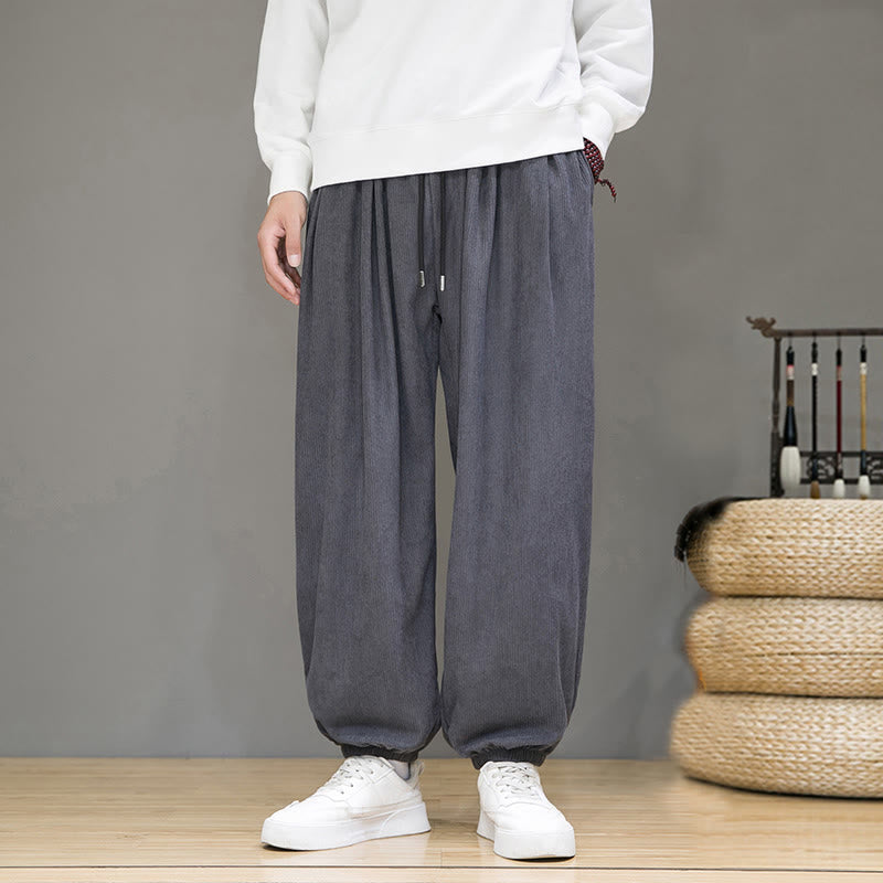 Buddha Stones Commute Plain Men's Thermal Fleece-Lined Ankle-Length Pants With Pockets - image 1