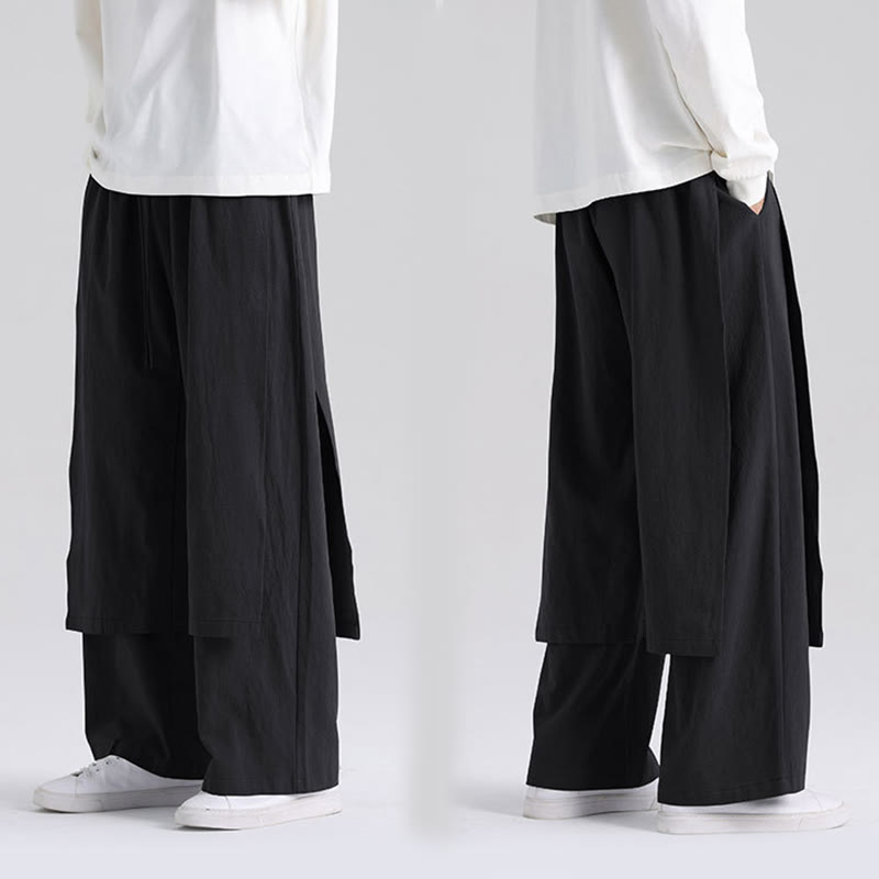 Buddha Stones Plain Patchwork Design Men's Cotton Pants With Pockets - image 17