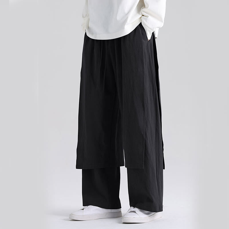 Buddha Stones Plain Patchwork Design Men's Cotton Pants With Pockets - image 13
