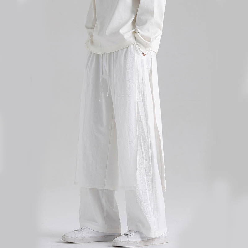 Buddha Stones Plain Patchwork Design Men's Cotton Pants With Pockets - image 21