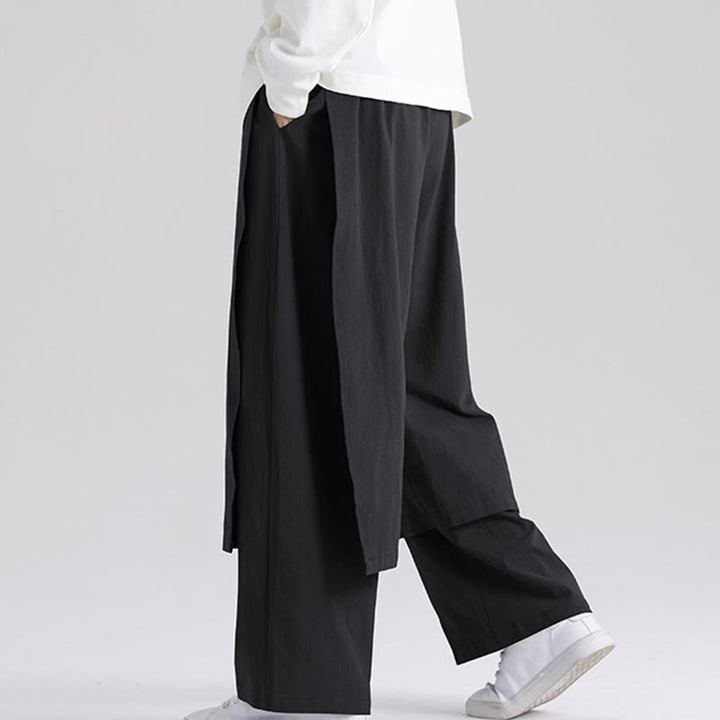 Buddha Stones Plain Patchwork Design Men's Cotton Pants With Pockets - Black - US/UK/AU46，EU56 (5XL) - image 11