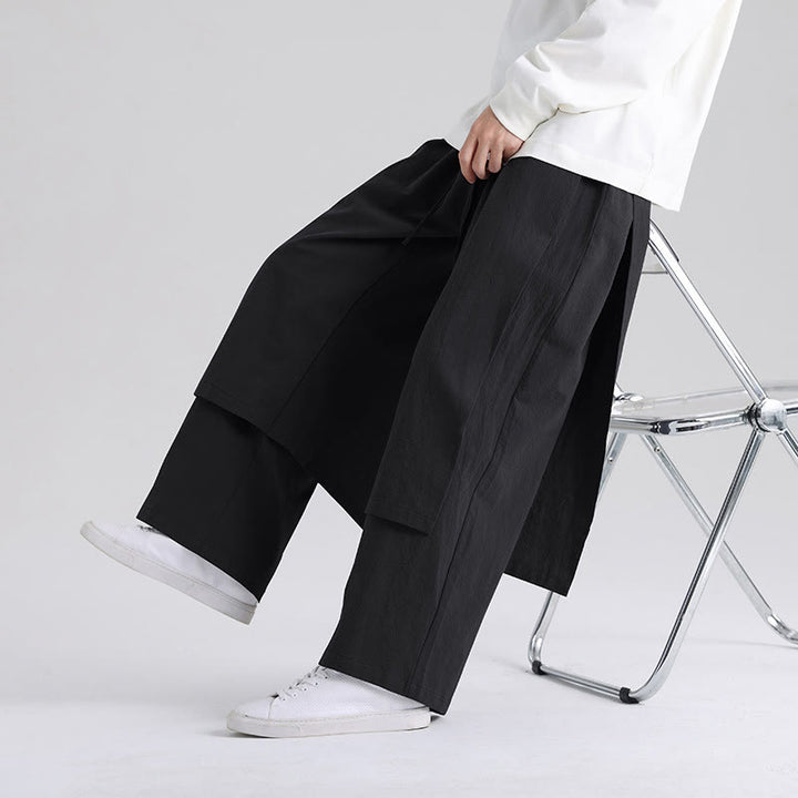 Buddha Stones Plain Patchwork Design Men's Cotton Pants With Pockets - image 16