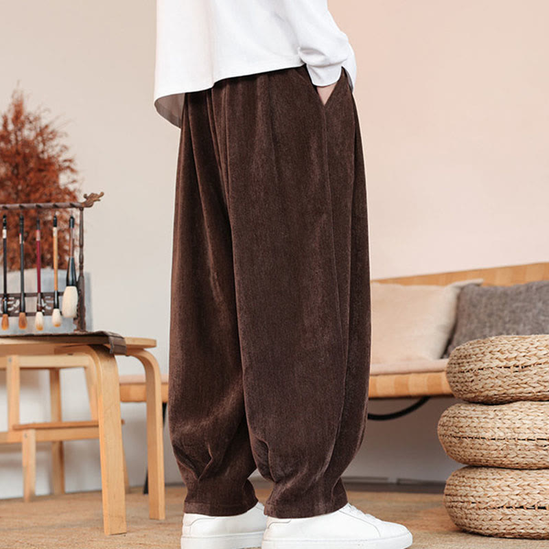 Buddha Stones Casual Solid Color Simple Design Men's Cotton Pants With Pockets - image 3