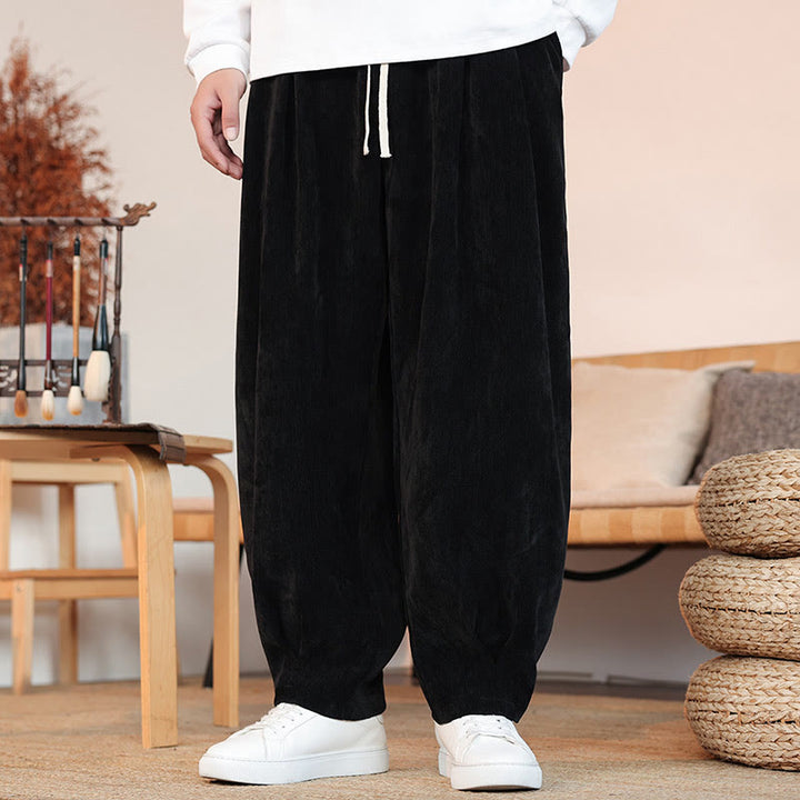Buddha Stones Casual Solid Color Simple Design Men's Cotton Pants With Pockets - Black - US/UK/AU46，EU56 (5XL) - image 9