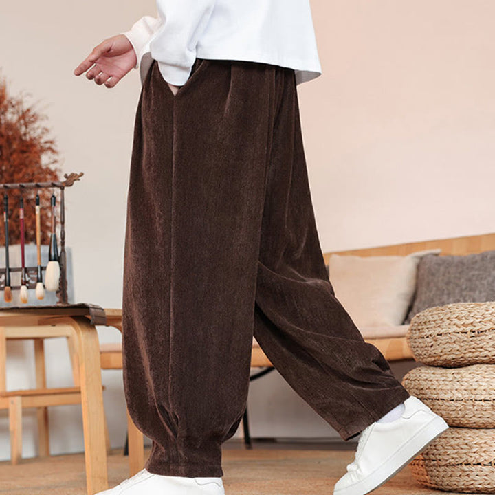 Buddha Stones Casual Solid Color Simple Design Men's Cotton Pants With Pockets - image 4