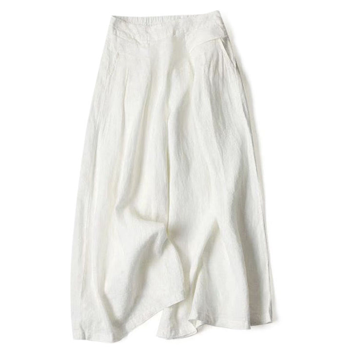 Buddha Stones Plain Color Cotton Linen High Waist Wide Leg Pants With Pockets - White - US16，UK/AU20，EU48 (3XL) - image 24