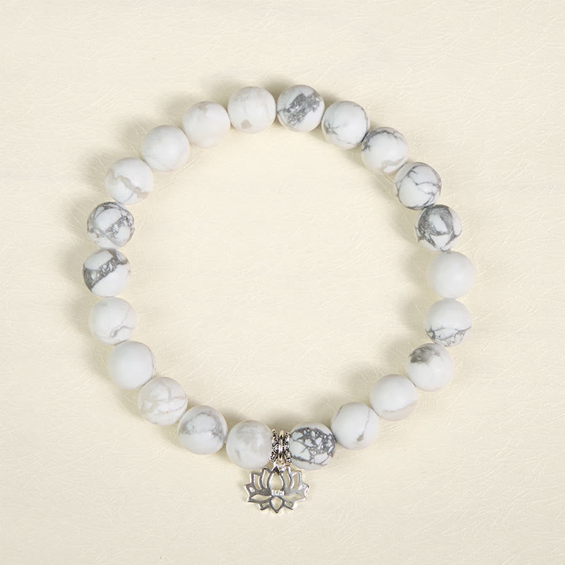Buddha Stones 925 Sterling Silver Lotus Design Natural White Turquoise Wealth Bracelet - image 12